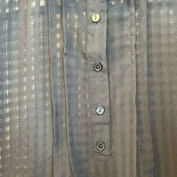 Nordstrom Blouse Womens Size 3X Black Good Luck Gem Sheer Gingham Flutter Sleev* - Picture 5 of 9